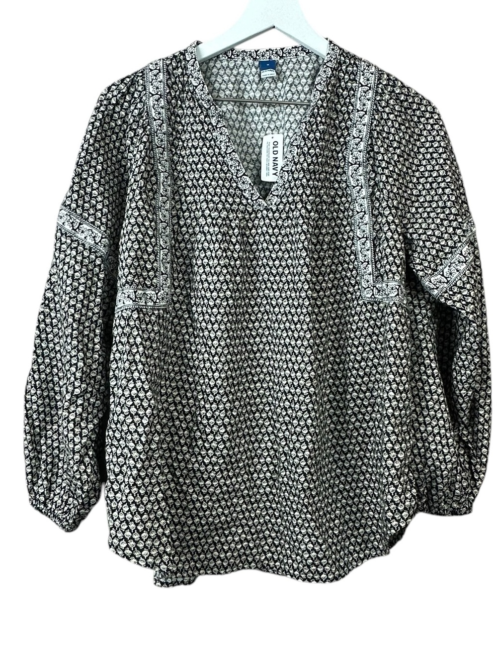 Old Navy Long Sleeve Printed Poet Swing Blouse Women Sz M Nwt